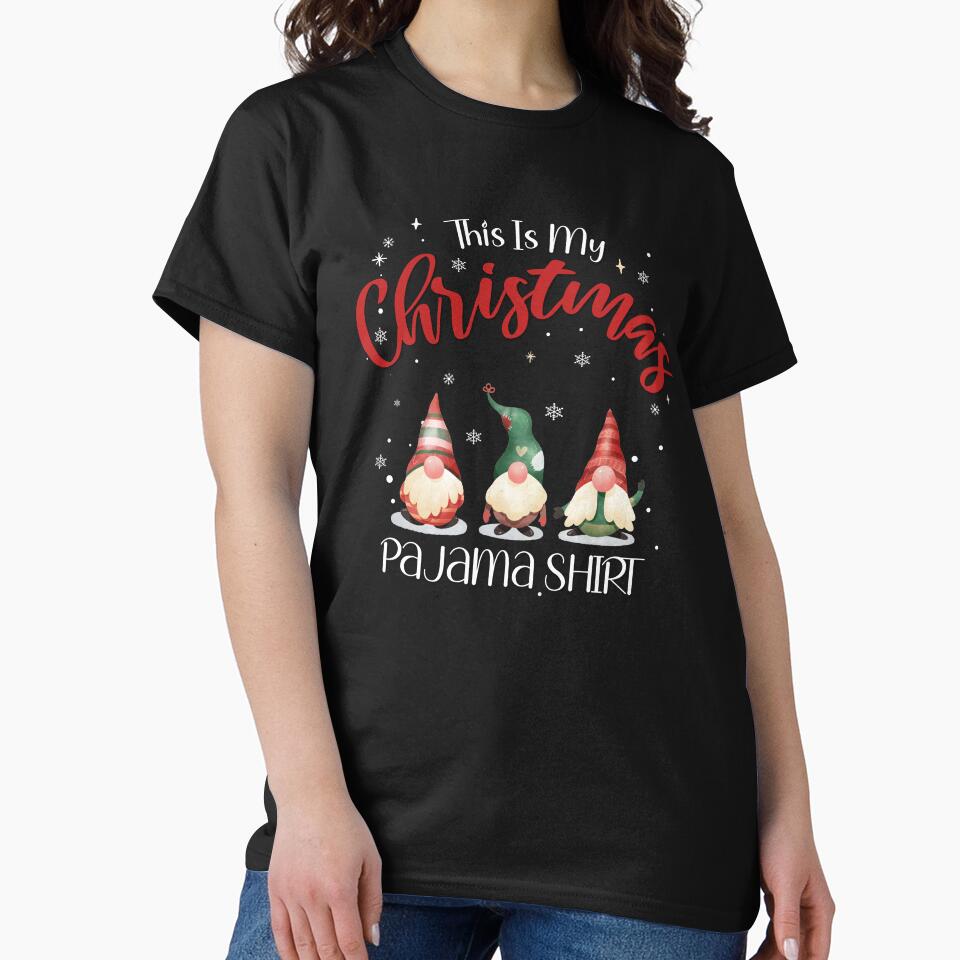 Gnome Christmas Pajamas Funny Family Matching Xmas Design Gnome Plaid Print by Vasyl  Chernovol