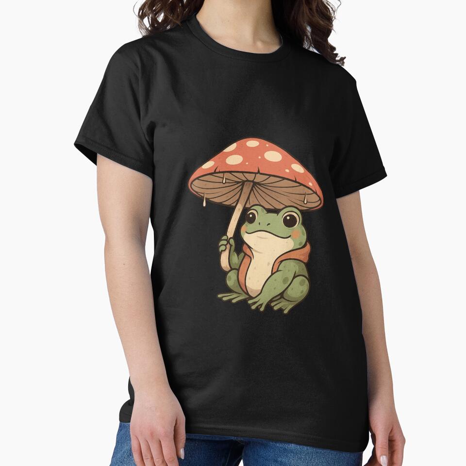 Mushroom Frog with Umbrella – Cute Cottagecore Frog in Rain | Cozy Nature Aesthetic by ColorSplash123