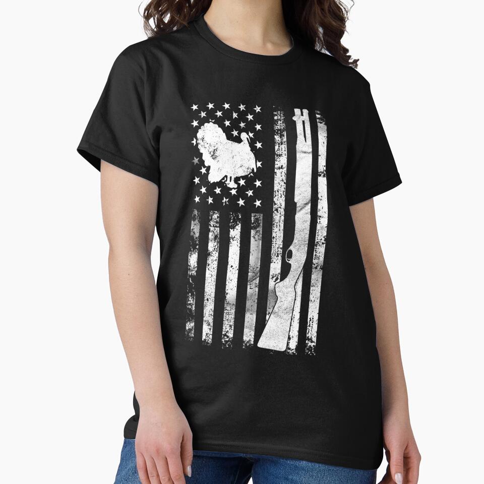 Turkey Hunting American Flag Hunting Gifts by taaddison50