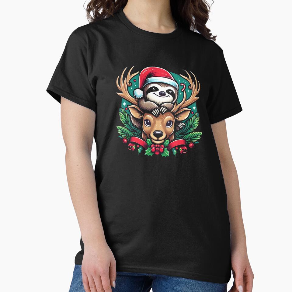 Christmas sloth with reindeer by MiroArtAbstra
