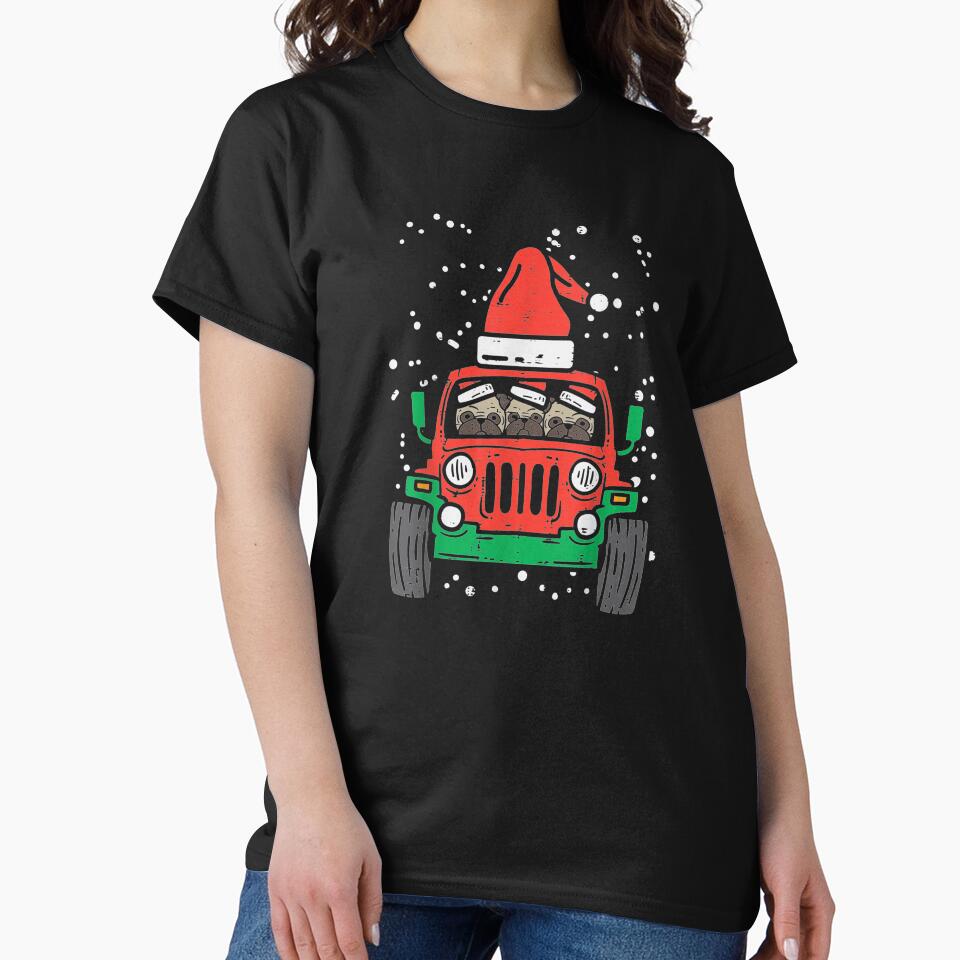 Monster Truck Pug Santa Christmas Xmas Pajama Dog by lishakaren