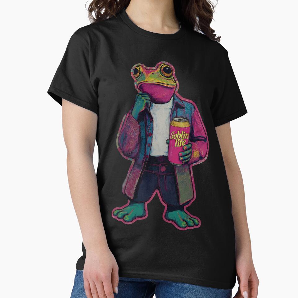 Cool Frog with Soda – Goblincore Aesthetic Amphibian Art | Retro Weirdcore Style by Goblinlife