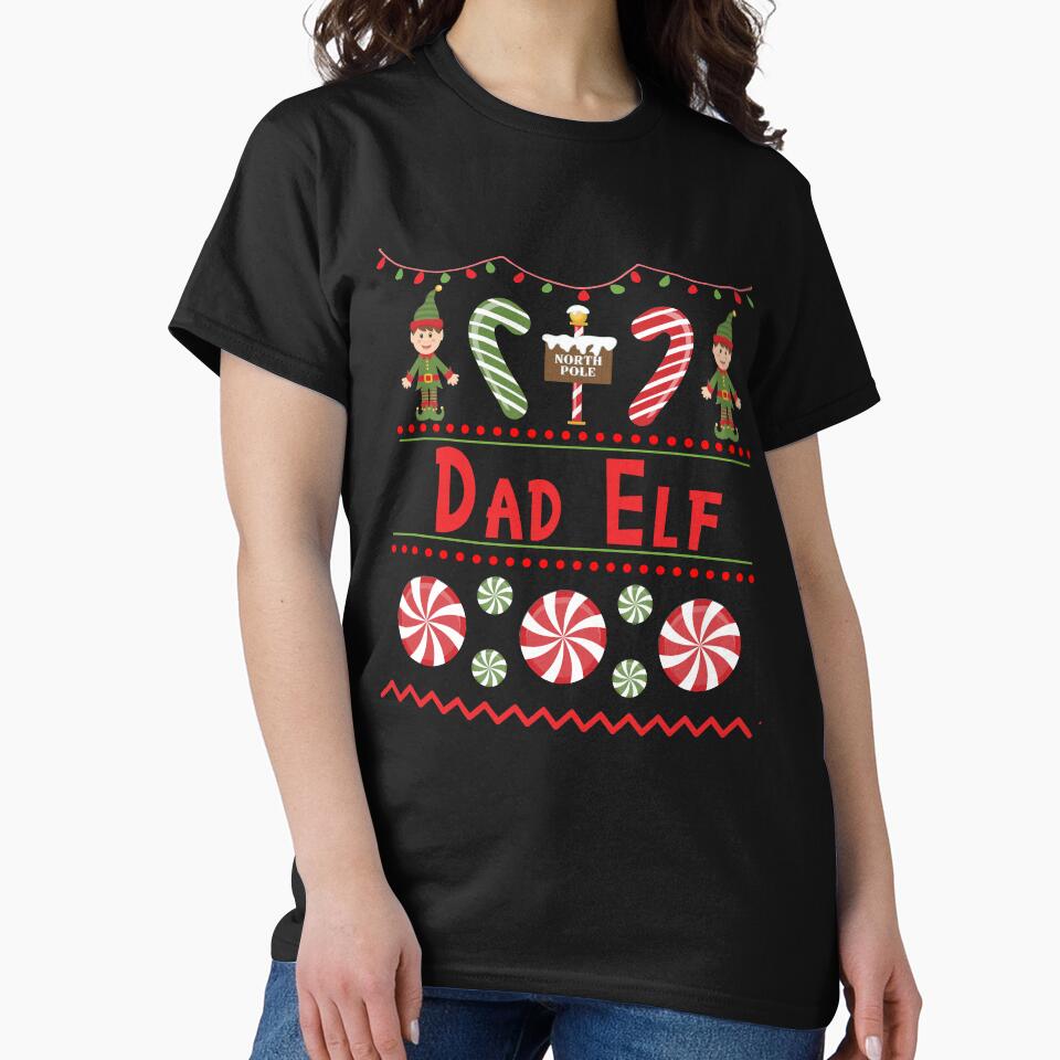 Dad Elf Ugly Sweater Christmas Elf Design by SpiritWestDesig