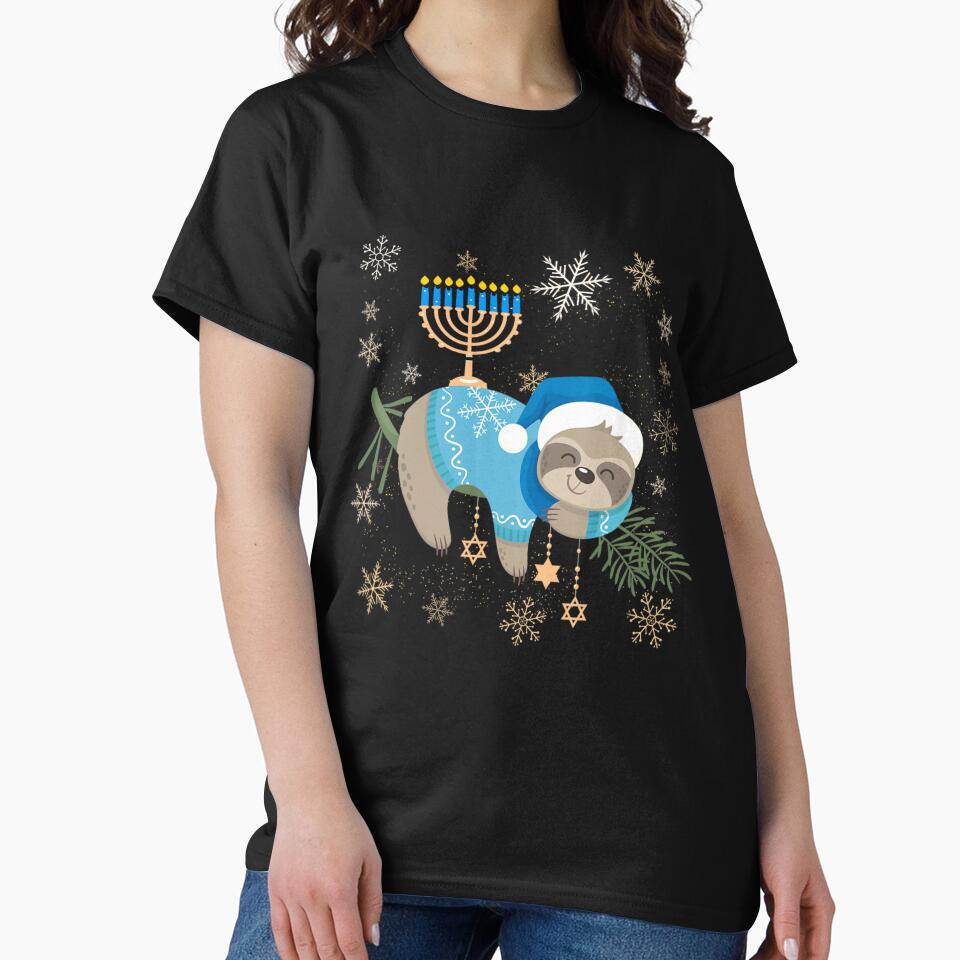 Hanukkah Sloth Jewish Chanukah Sleeping For Men, For Women, Jewish Holiday Gift by silversteinade