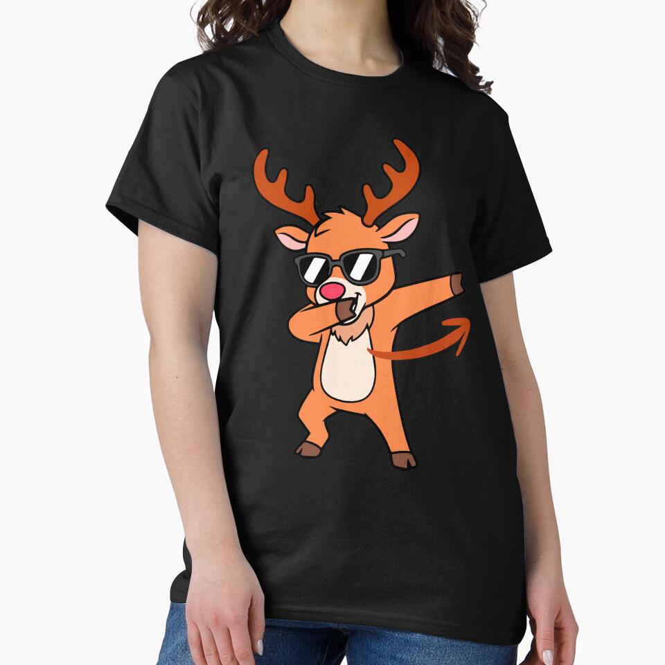 Funny Dabbing Reindeer with Sunglasses - Cool Christmas Deer Cartoon. by LunaPrintCo