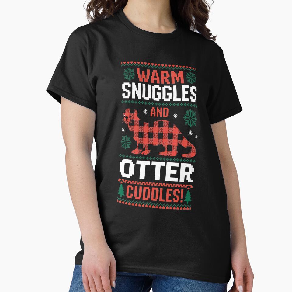 Otter Lovers Red Buffalo Plaid Gift Ugly Christmas by repconomArt