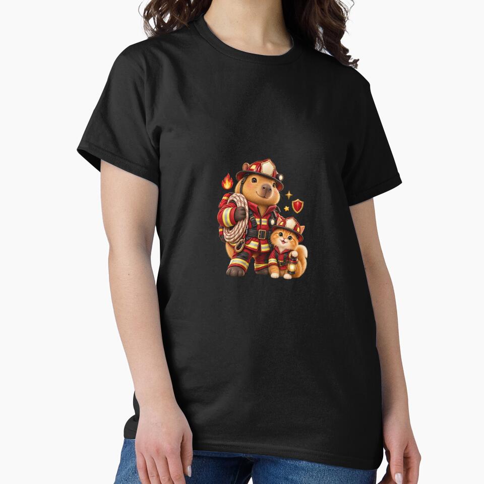 Little Firefighter Capybara | Rescue Hero by Cozy Art for Cozy Souls