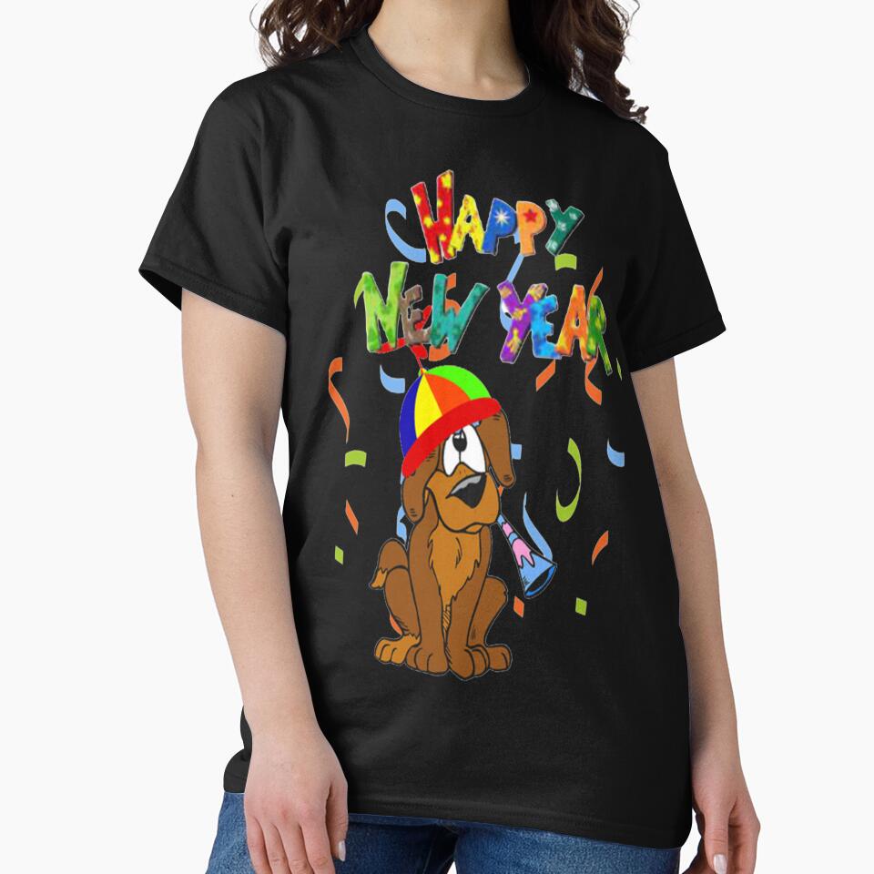 Happy New Year Cute Dog, Howdy New Year,New Years Celebration, New Years Eve Countdown by Adri Barnard