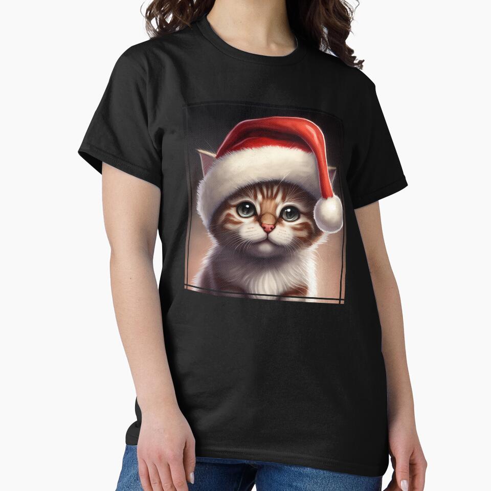 Festive Cat Wearing a Christmas Santa Hat - Kitten Lover by madtoyman
