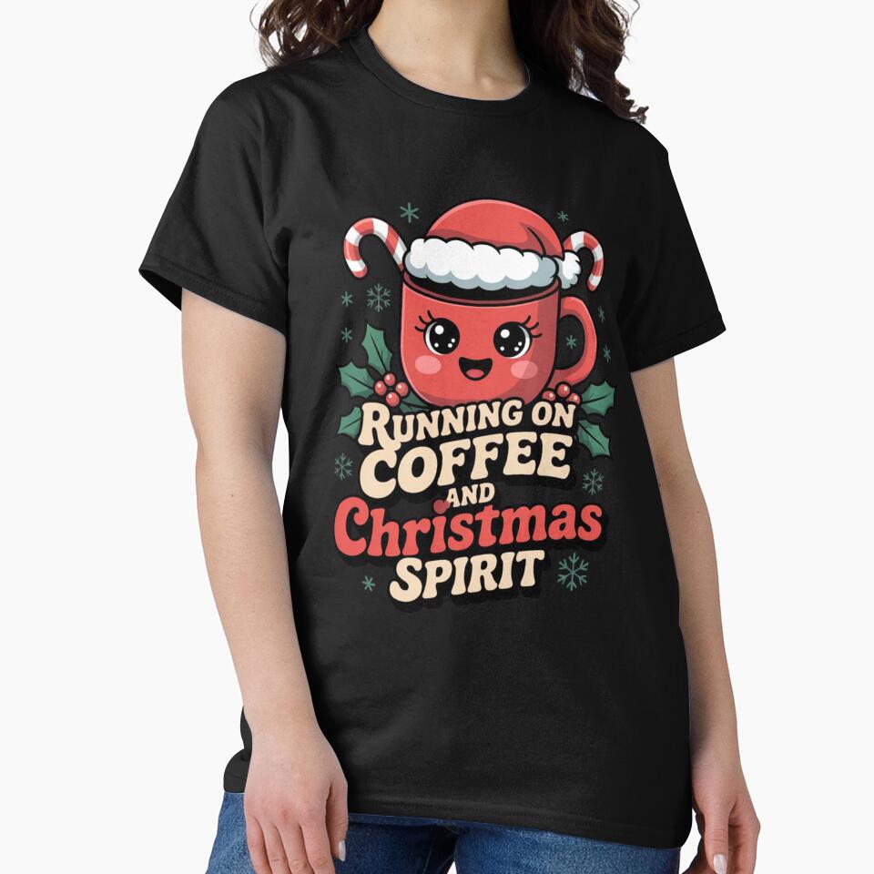 Running on Coffee and Christmas Spirit Funny Cute Santa Mug Holiday Design by DailyInkWear