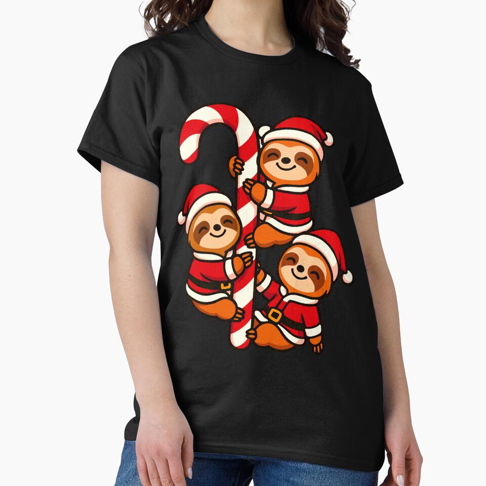 Love Joy Peace Sloths Santa Christmas Candy Cane by plushism