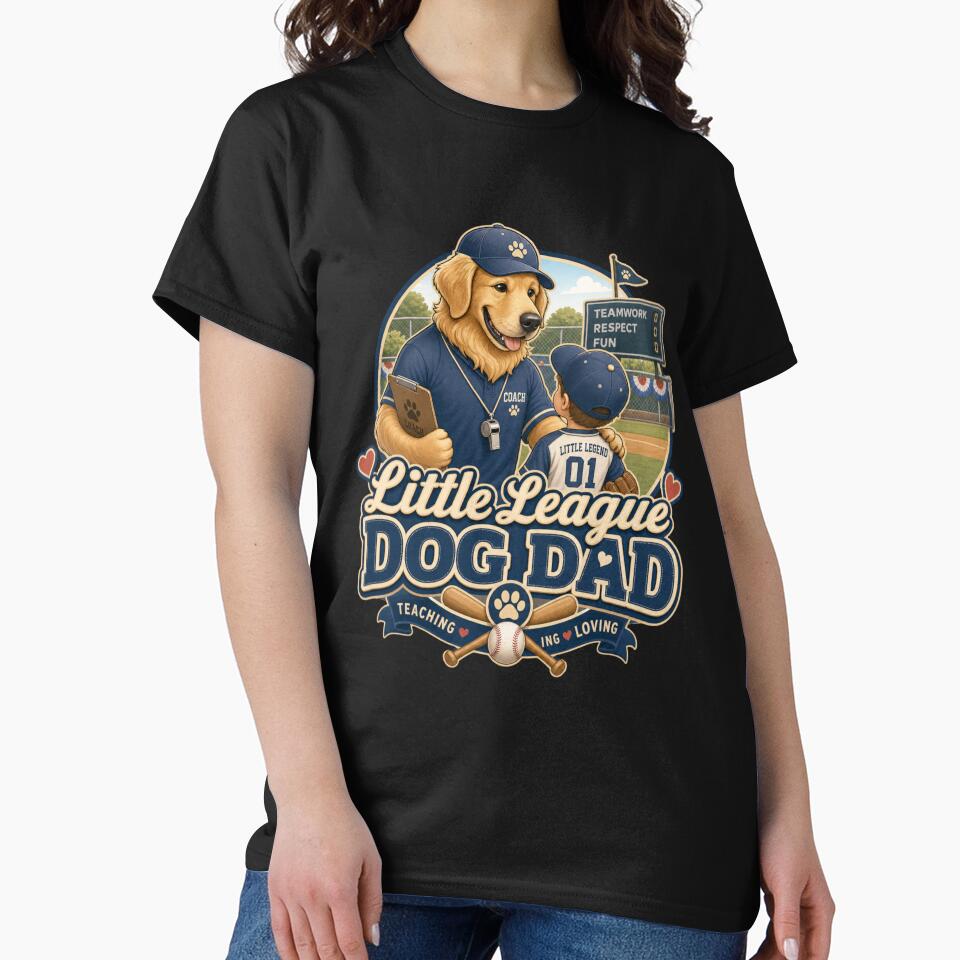 Little League Golden Retriever Dog Dad Coaching Kawaii T-Shirt by Ashley critters