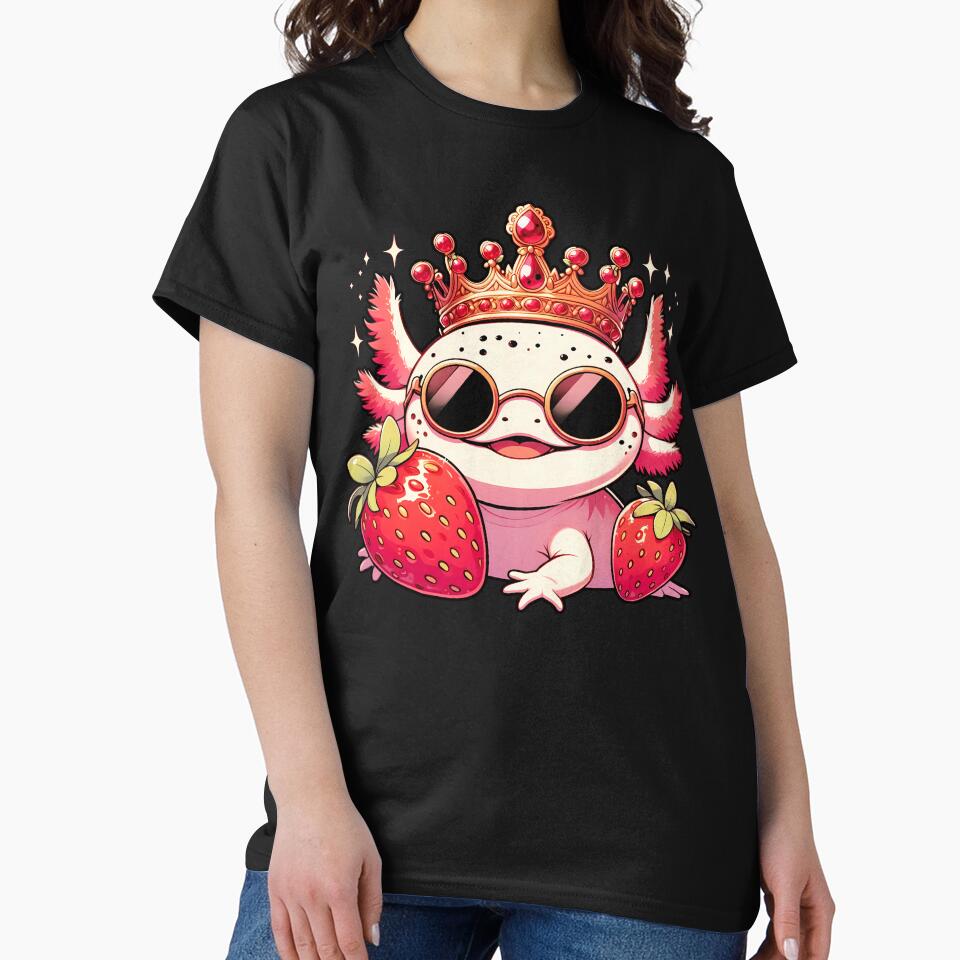 Cute Axolotl wearing crown Kawaii Anime Axolotl Strawberry by MTRBSK11