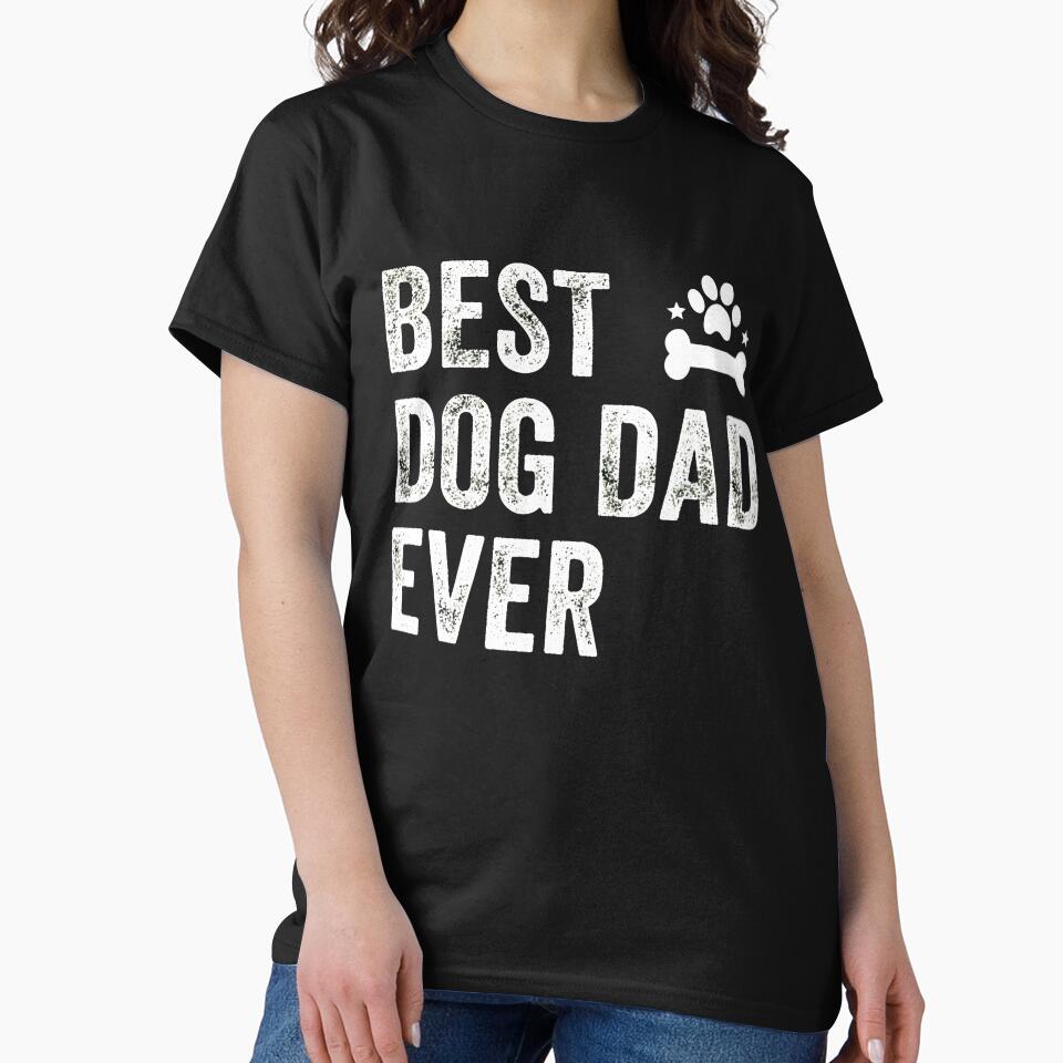 Best Dog Dad Ever Grunge Dog Paw Bone T-Shirt by SoyLamderma