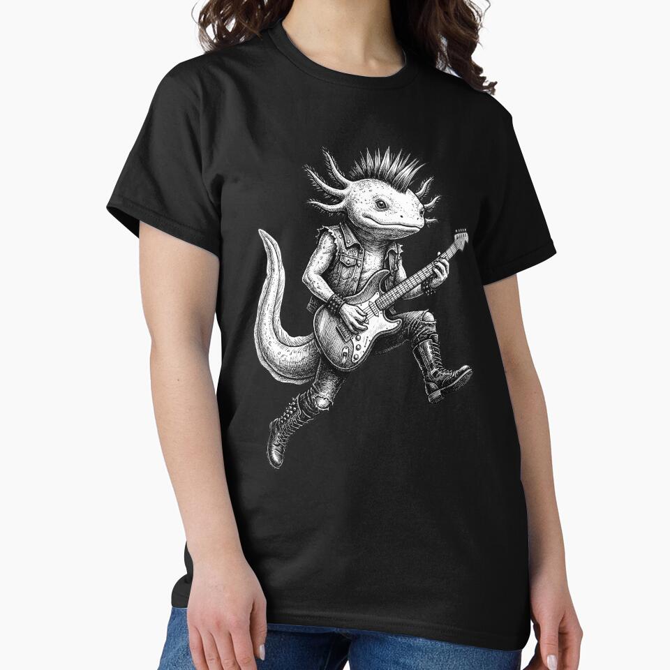 Funny Punk Axolotl Playing Electric Guitar Rocker by MTRBSK11