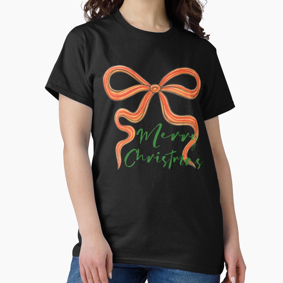 Merry Christmas Ribbon Bow Watercolor Design by TalalosART