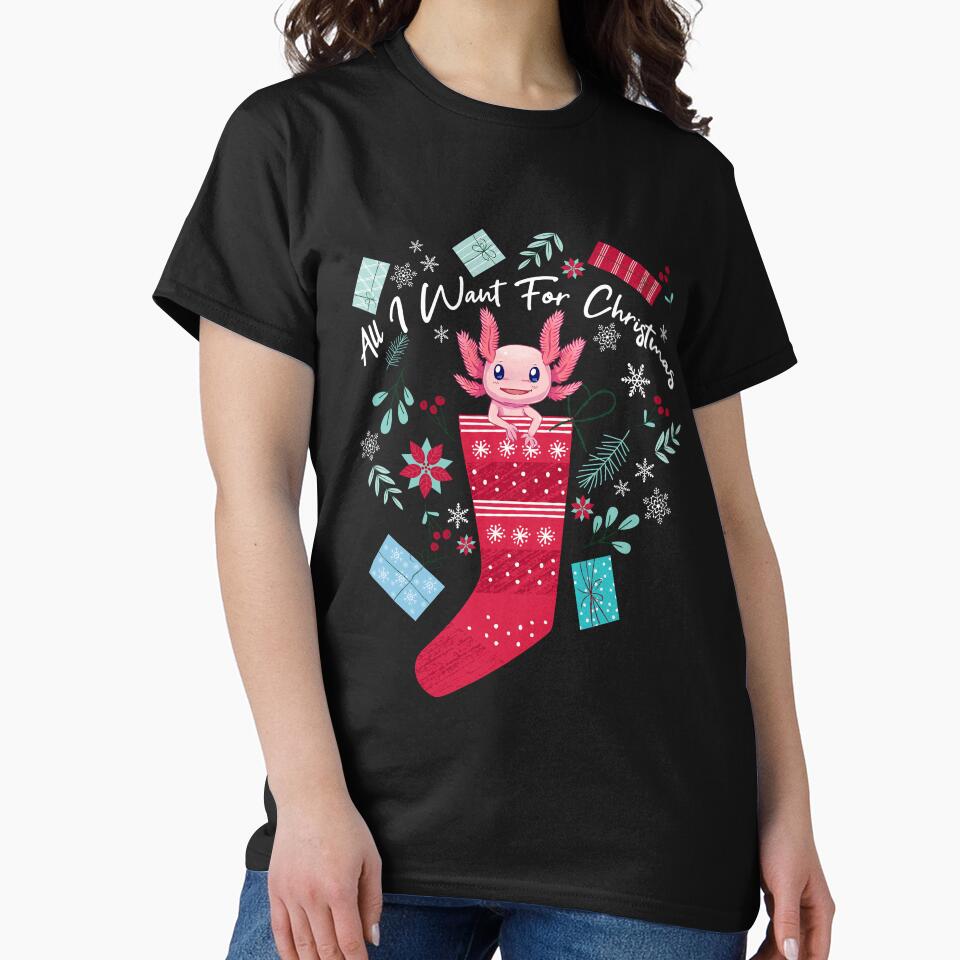 Funny All I Want For Christmas Axolotl In Sock by ImmanuelMcmahon