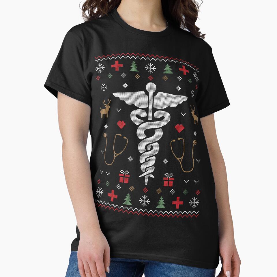 Nurse Medical Symbol Ugly Christmas Caduceus by MarkTees
