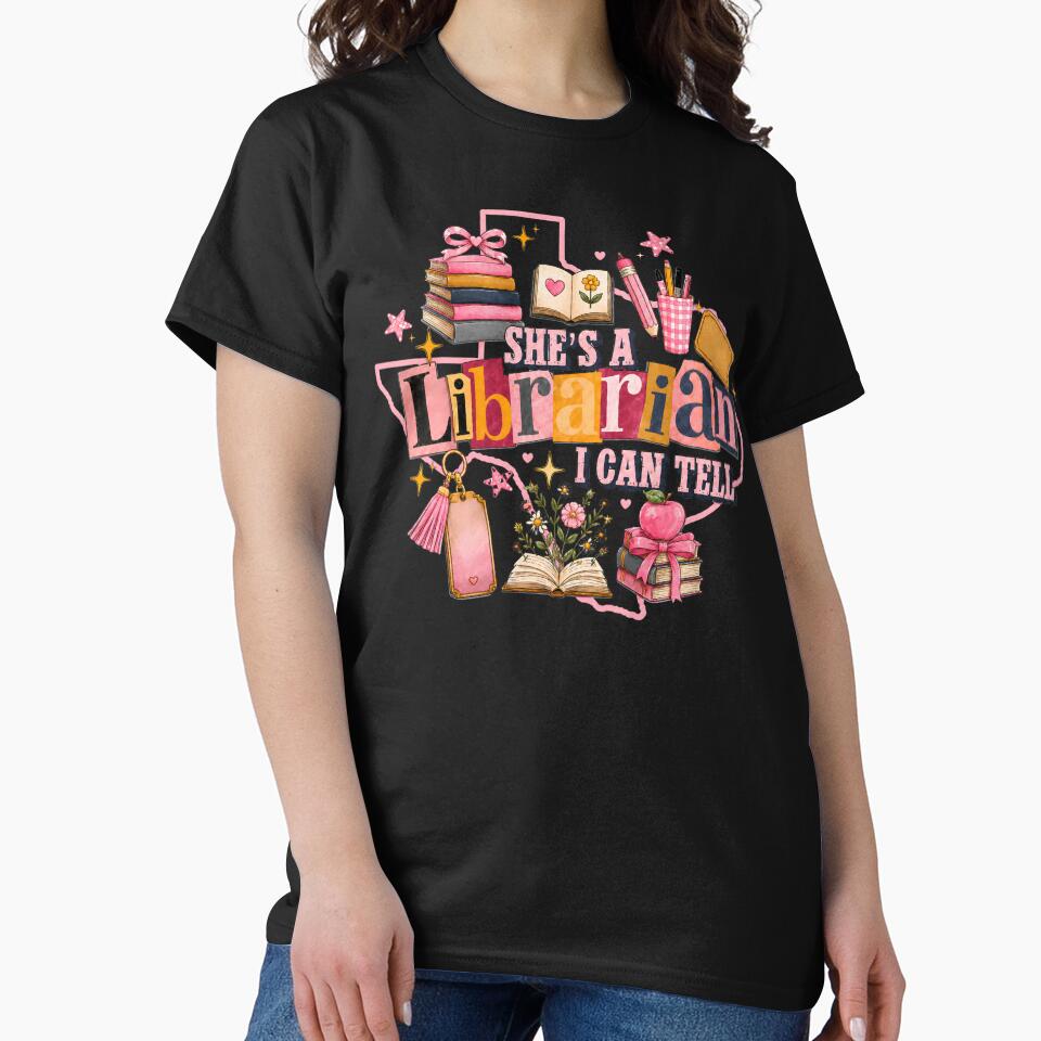 She's A Librarian I Can Tell Western Book Lover Design by VGAfanatic