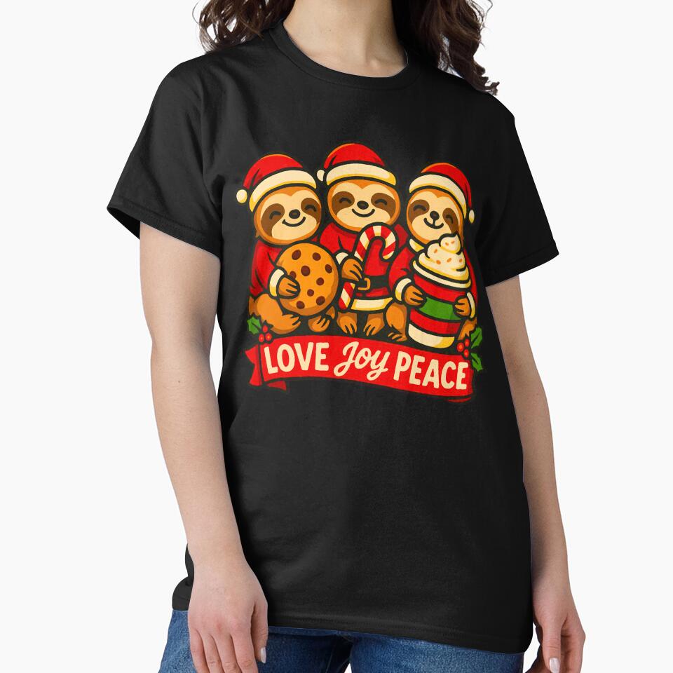 Love Joy Peace Sloths Santa Christmas Candy Cane Xmas Cookies by plushism