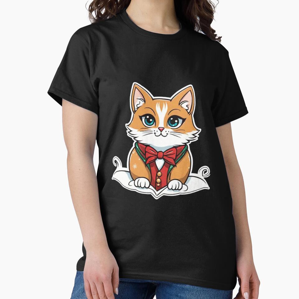 Cute brown Christmas cat with blue eyes. Christmas gifts for cats. by By-Jeff