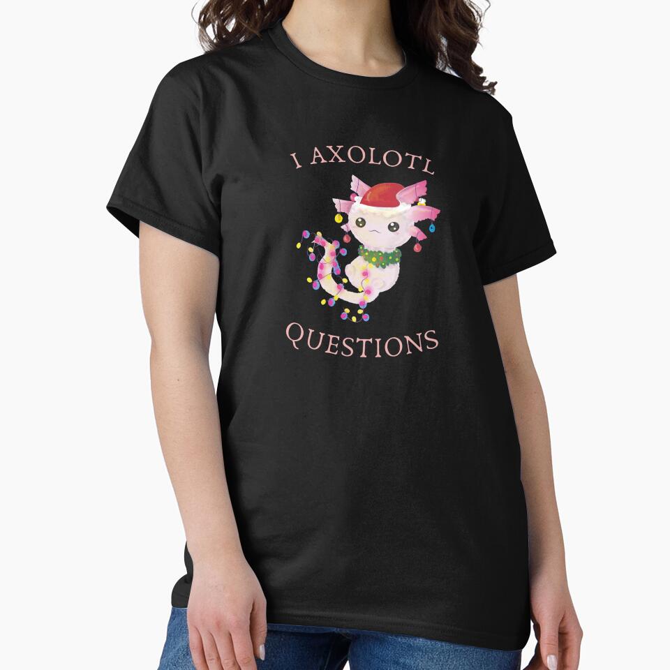 Axolotl Christmas design,  features pun message "I Axolotl Questions". by THEPURITYSTAR