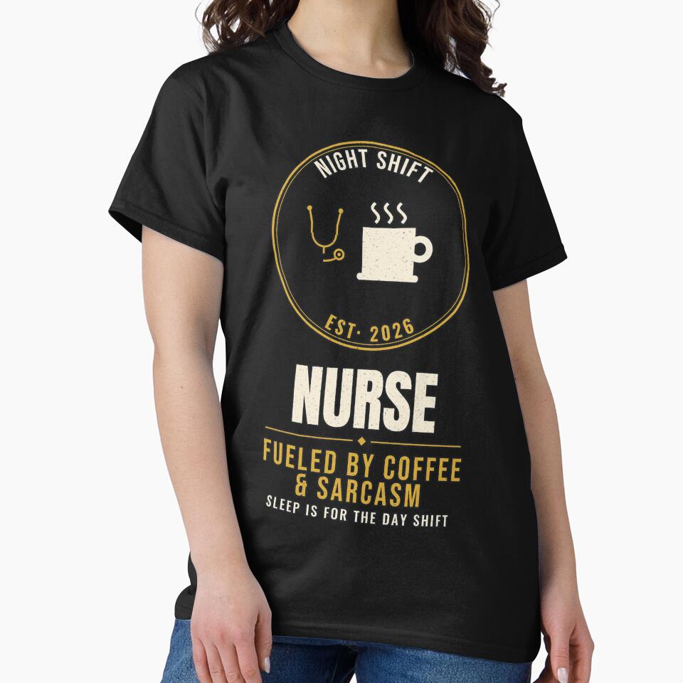 Night Shift Nurse Coffee Sarcasm Vintage by PeaksAndPrints