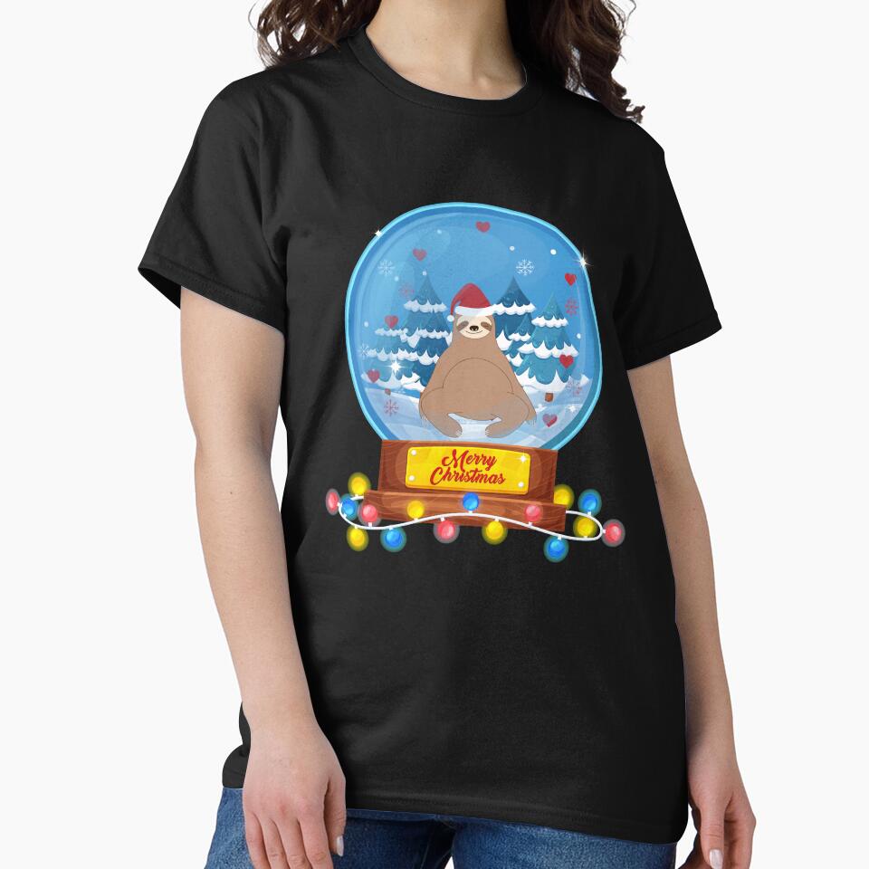 Sloth Christmas Snow Globe Tshirt Xmas Snow globe by MerchK1ng