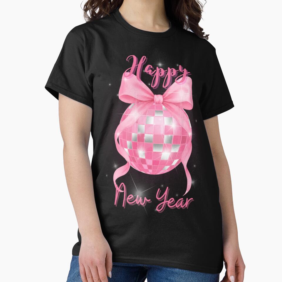 Pink Disco Ball Happy New Year – Coquette 2025/2026 Design by Alexisdesignco
