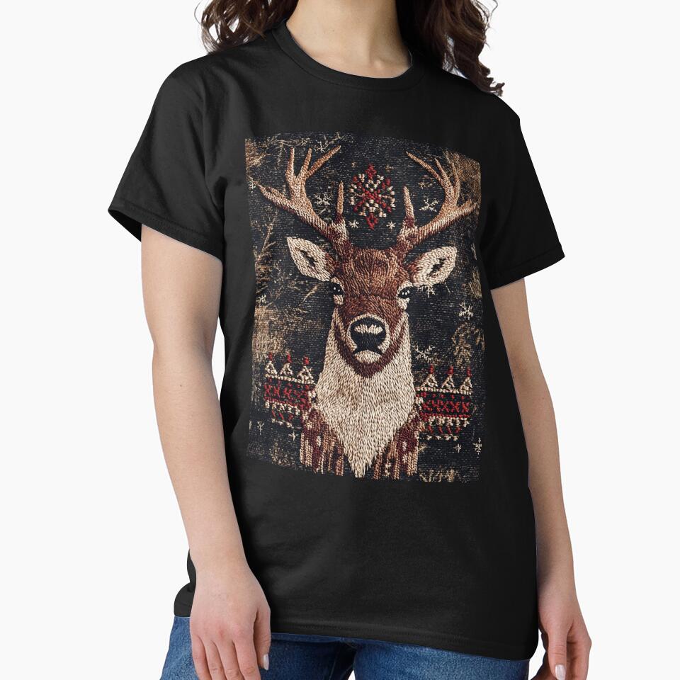 Scandinavian Winter Reindeer – Nordic Embroidery Folk Art by MiraLumeStudio