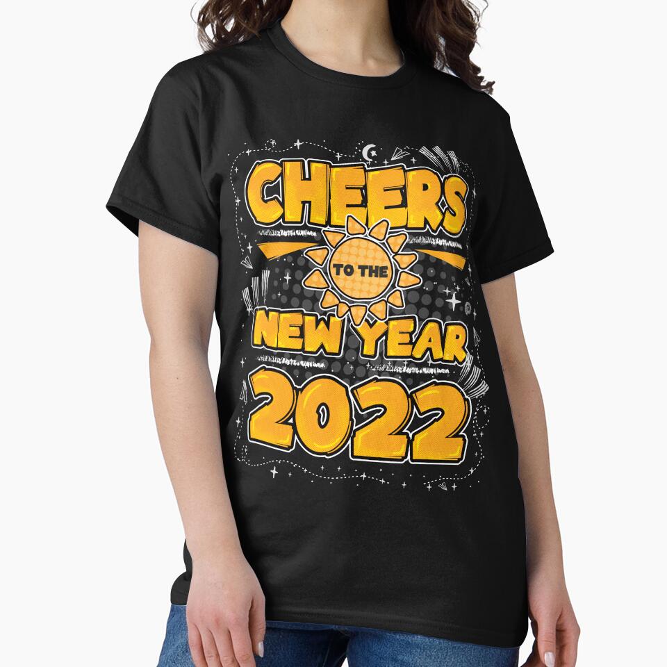 Cheers to the New Year 2022 - yellow text funny quotes by VichallanStudio