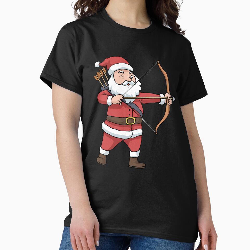 Christmas Archery Arrow Bow Hunting Santa Claus by DSWShirts
