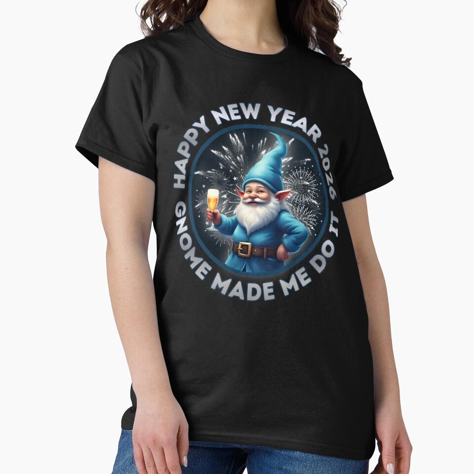 Happy New Year 2026 Blue Gnome | Gnome Made Me Do It Festive Holiday Art by PROPera-design