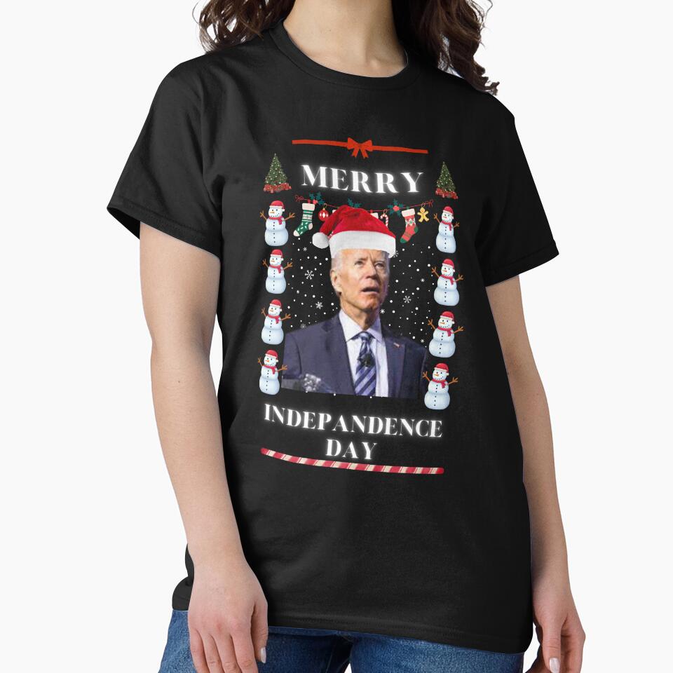 Funny Joe Biden Merry Independence day  Sweater Christmas Classic T-Shirt by ChaosEuphoria
