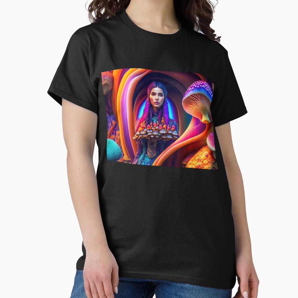 Woman and colorful mushrooms by m-y-A-I-A-R-T-