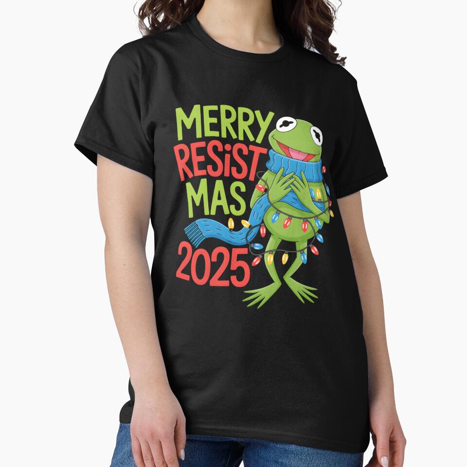 Funny Merry Resistmas 2025 Portland Frogs Christmas Humor by Shirt Mood ⭐⭐⭐⭐⭐(4,107)
