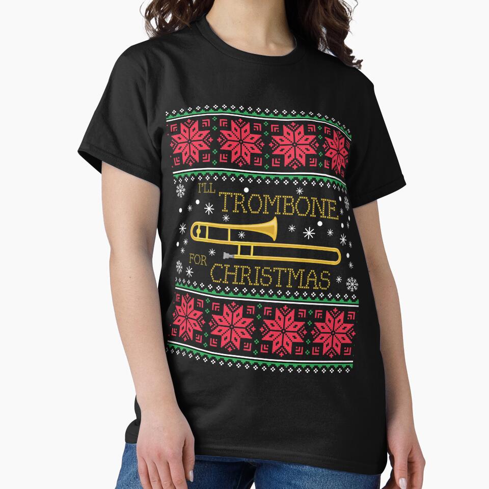 Trombone Ugly Christmas Sweater Marching Band Christmas Sweater Gift by mrsmitful