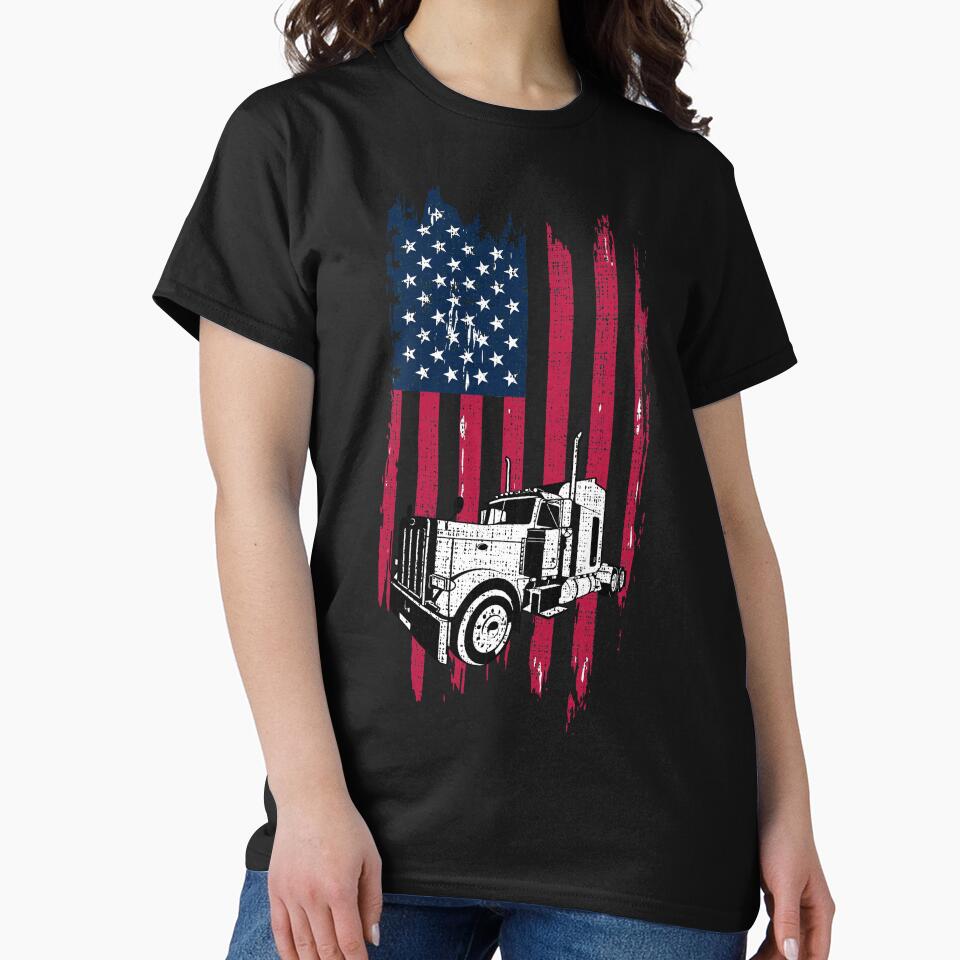 Patriotic USA American Trucker Truck Driver Shirt by mrsmitful