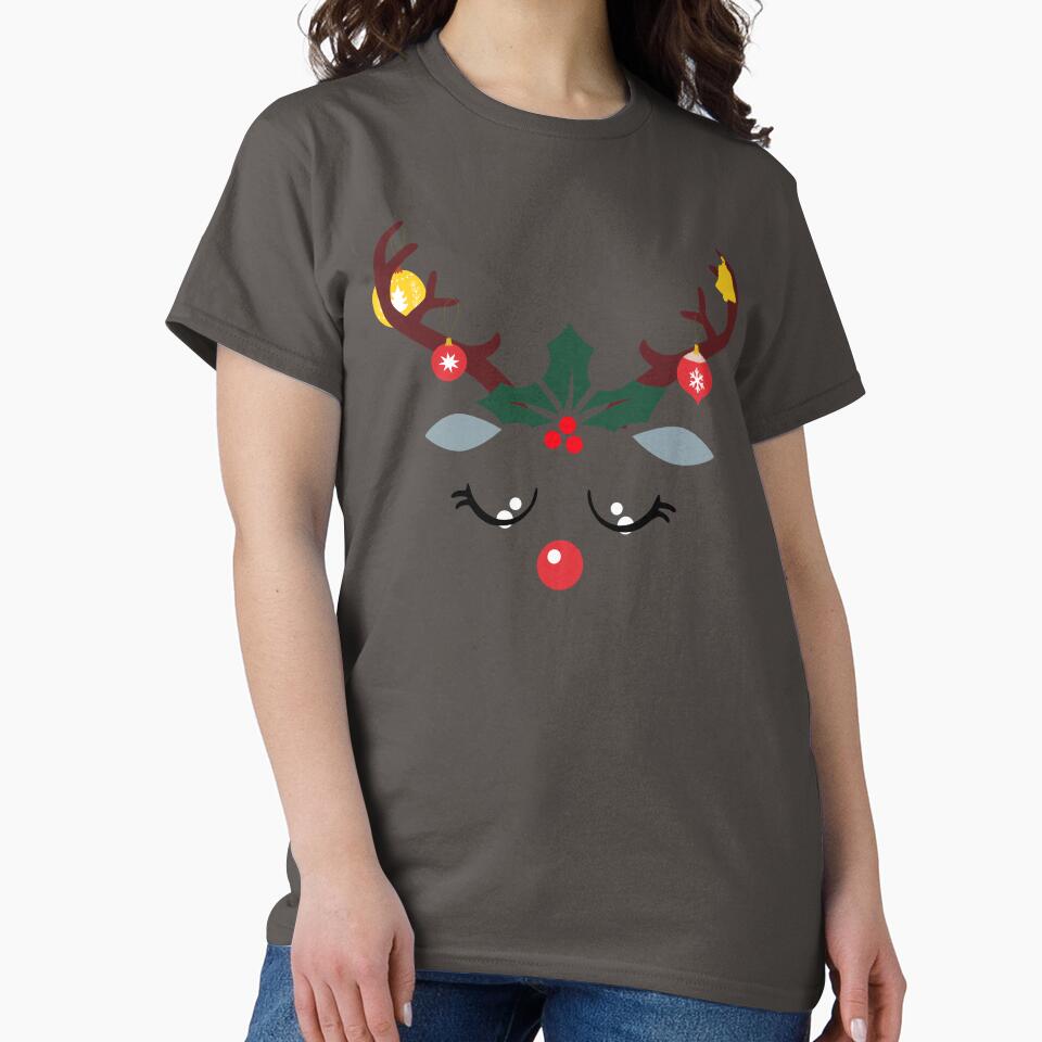 Reindeer face with christmas lights and tree leaves by wesdesignshop