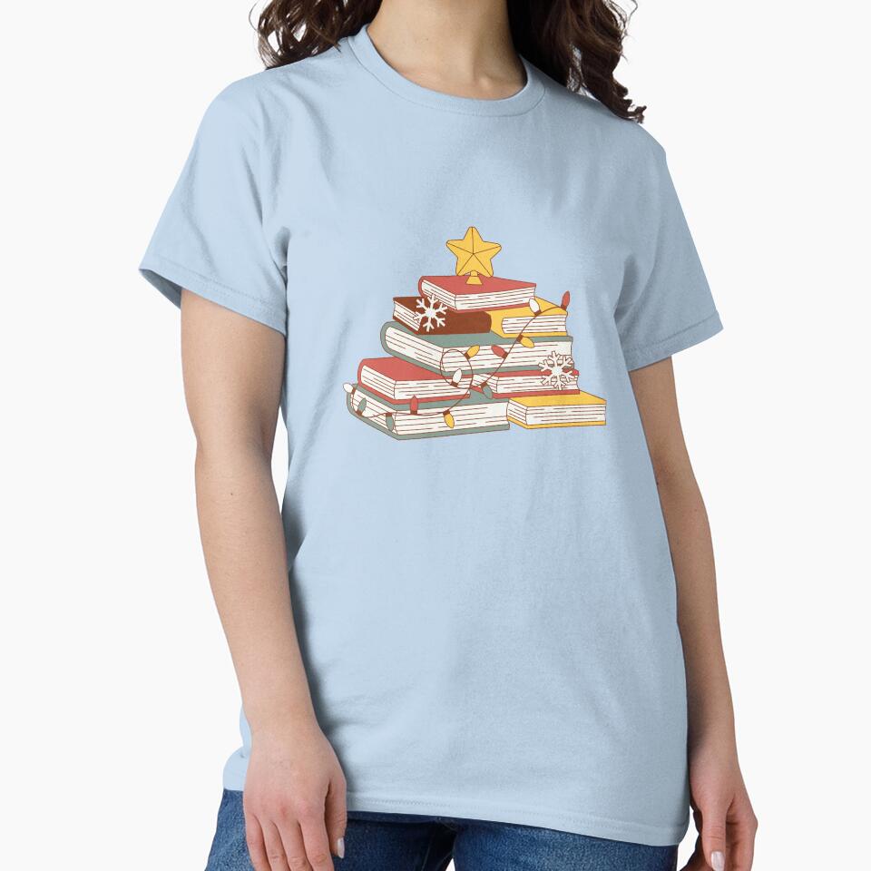Retro Christmas tree book stack books for reading sticker by KWZCreates