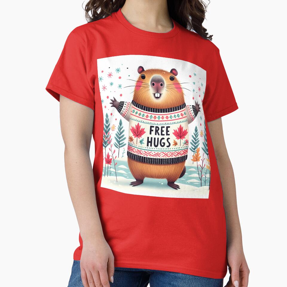 Capybara Free Hugs - Scandinavian Folk Art by heidiannemorris © by FOLK ART FUSION