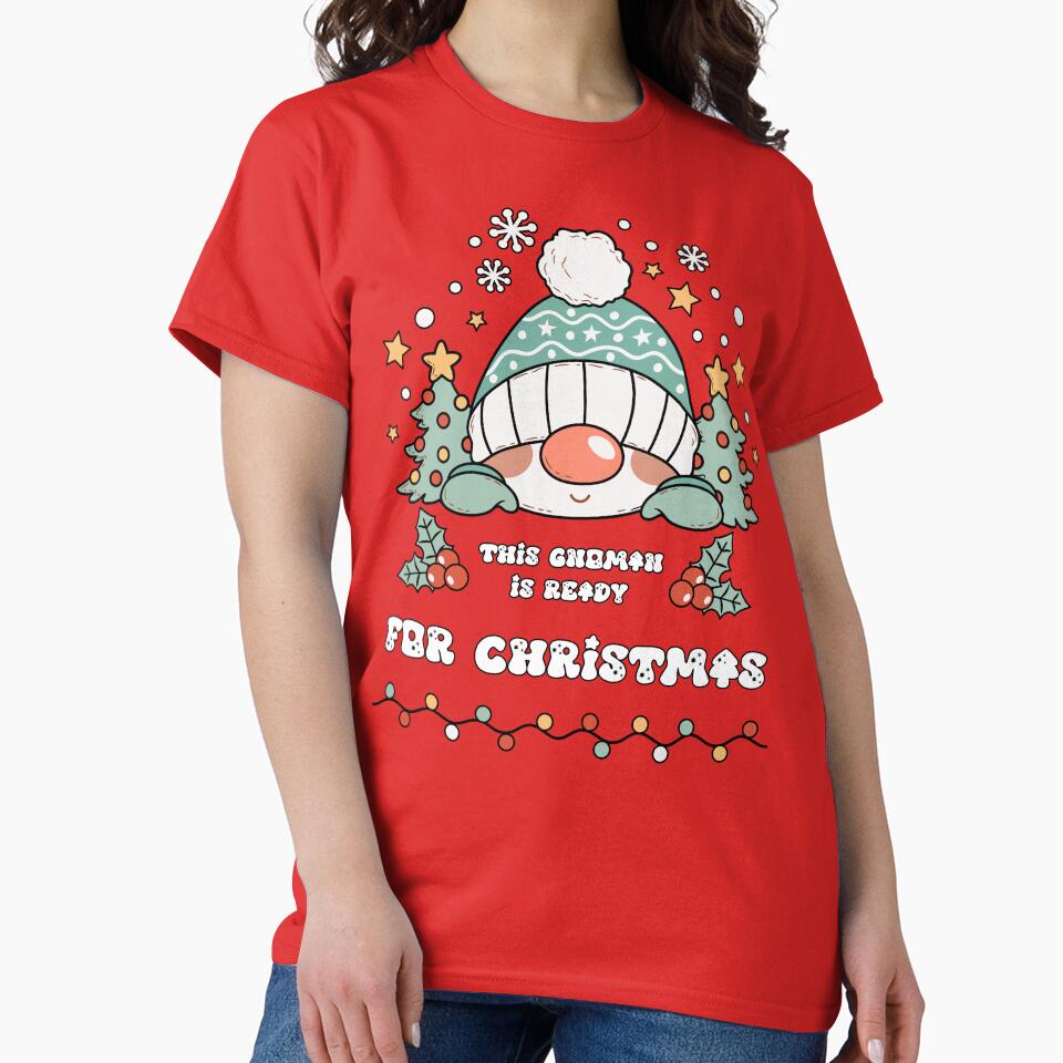 This Gnoman is Ready For Christmas - Cute and Funny Snowman Gnome (Black Outline and White Text Design) by Spiprinto
