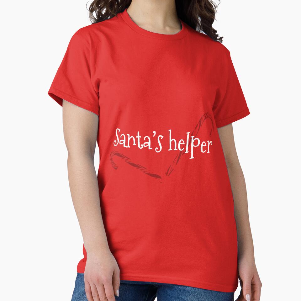 Santa's Helper with Candy Cane Festive Holiday Christmas shirts and mugs by geekspeakjunk