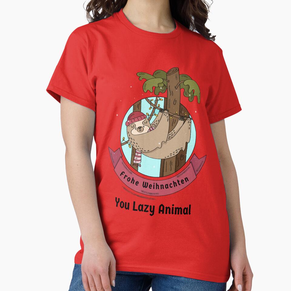 Merry Christmas Frohe Weihnachten German Sloth Funny by Time4German