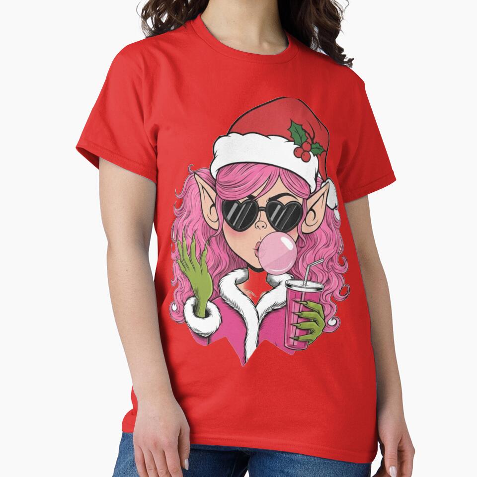 "Pink Holiday Vibe" | Edgy Pink-Haired Elf | Coquette Dark Christmas by Mailius
