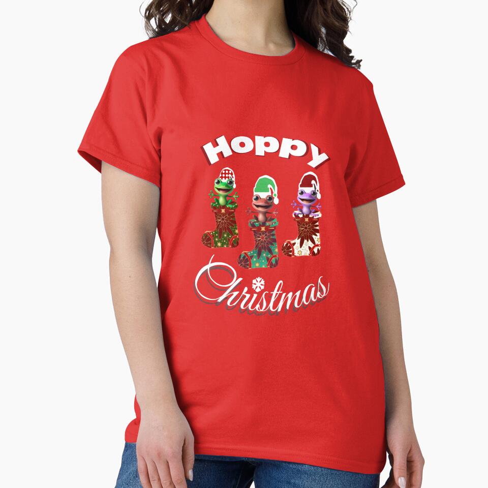Hoppy Christmas Frog Design – Cute Frogs in Stockings | Kawaii Holiday Animal Art by HopeAndHustle
