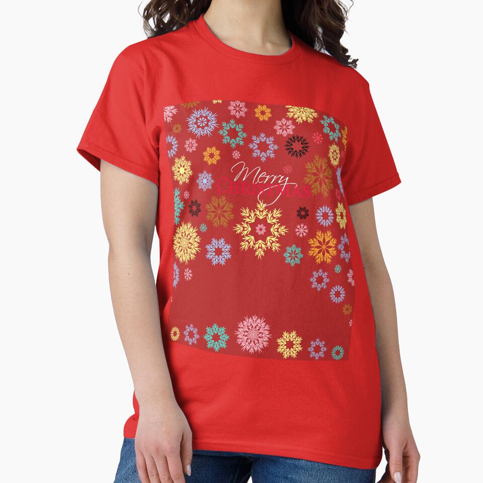 Merry Christmas Red Multicolored Snowflakes Idea by Ross-Sergey