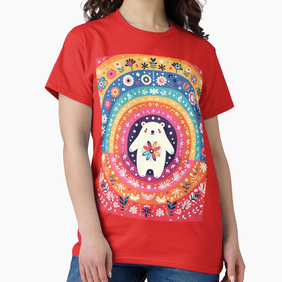 Polar Bear: Hope for Wildlife: Rainbow Arctic - Scandinavian Folk Art by heidiannemorris © by FOLK ART FUSION