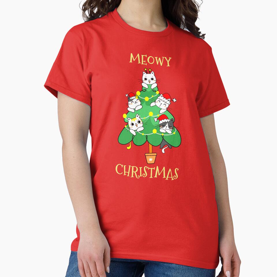 Meowy Christmas - Funny Cute Cat Christmas Gift by mayamay0