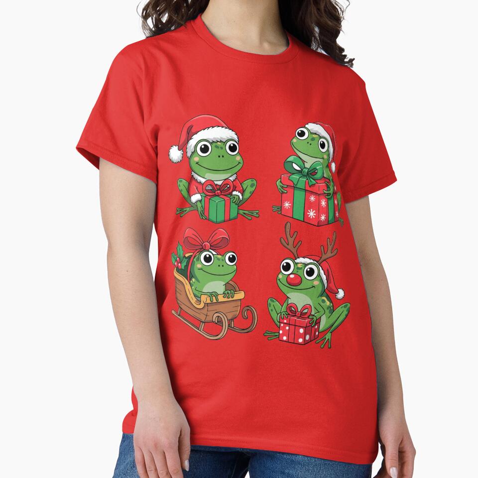 Festive Santa Frogs Christmas Squad – Cute Holiday  Design by Designorado